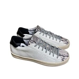 P448 John-W White & Python Leather Sneaker 
Size 39 US 9 NEW